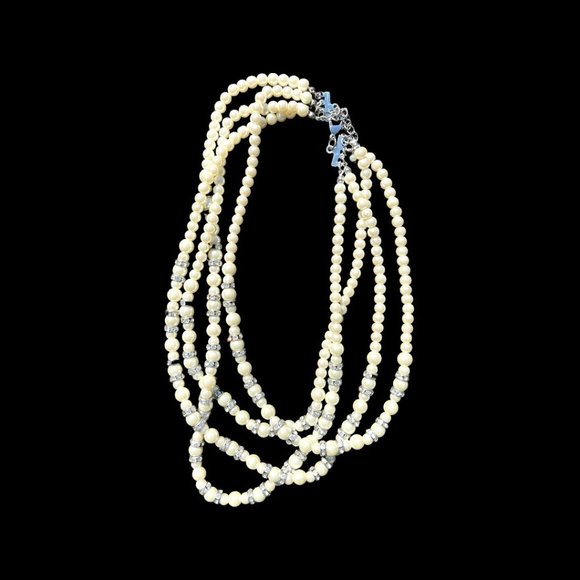 Vintage Faux Pearl Statement Necklace Chunky Beaded Bridal Necklace Mother Bride - Picture 4 of 12